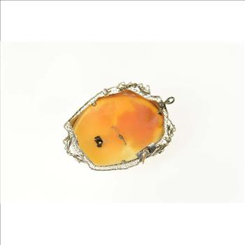 14K Victorian Diamond Necklace Carved Cameo White Gold Pin/Brooch