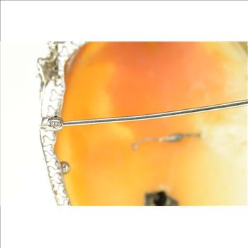 14K Victorian Diamond Necklace Carved Cameo White Gold Pin/Brooch