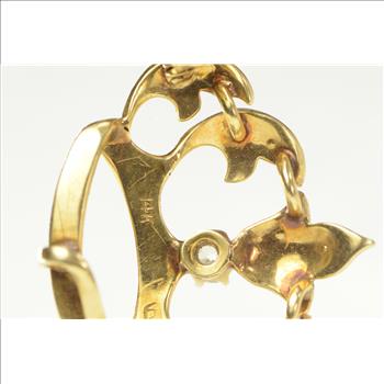 14K Victorian Diamond Seed Pearl Crown Yellow Gold Pin/Brooch