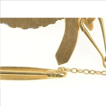 14K Victorian Enamel Ornate Sword Rapier Chain Yellow Gold Pin/Brooch