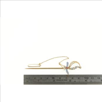 14K Victorian Enamel Ornate Sword Rapier Chain Yellow Gold Pin/Brooch