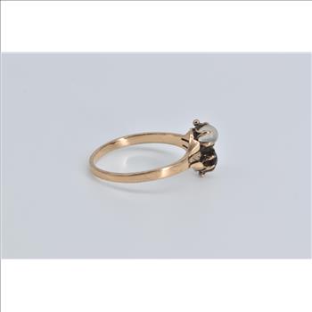 14K Victorian Garnet Moonstone Crystal Ball Yellow Gold Ring, Size 7