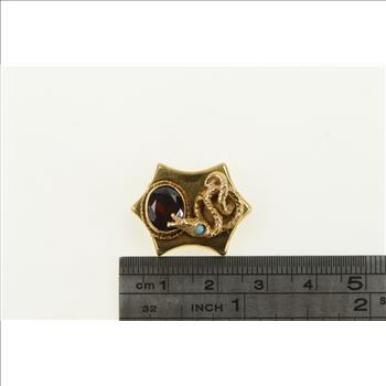 14K Victorian Garnet Snake Slide Bracelet Yellow Gold Charm/Pendant