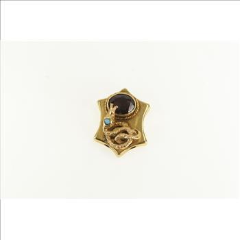 14K Victorian Garnet Snake Slide Bracelet Yellow Gold Charm/Pendant