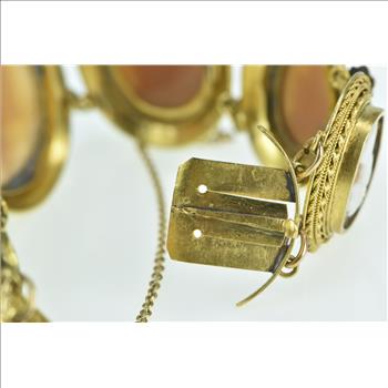 14K Victorian Hand Carved Cameo Romanesque Ladies Yellow Gold Bracelet 7