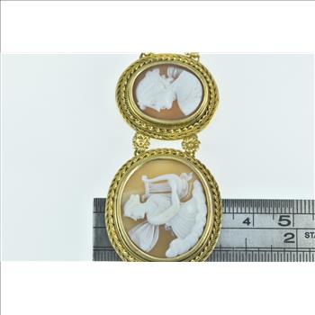 14K Victorian Hand Carved Cameo Romanesque Ladies Yellow Gold Bracelet 7