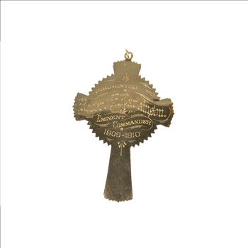 14K Victorian Knights Templar Ornate Cross Yellow Gold Pendant