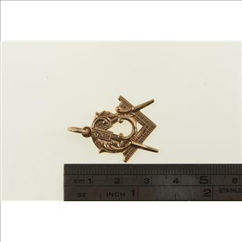 14K Victorian Masonic Compass Square Rose Gold Charm/Pendant
