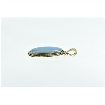 14K Victorian Ornate Antique Natural Opal Diamond Yellow Gold Pendant