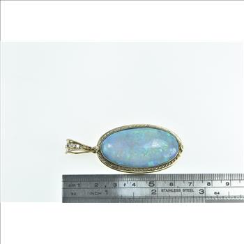 14K Victorian Ornate Antique Natural Opal Diamond Yellow Gold Pendant