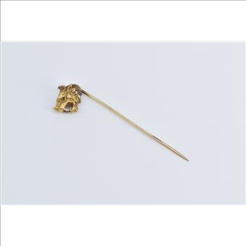 14K Victorian Ornate Boar Stylized Hog Head Yellow Gold Pin/Brooch