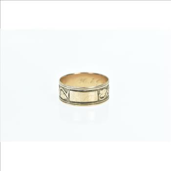 14K Victorian Ornate Floral Vine 7.75mm Band Yellow Gold Ring, Size 8.25