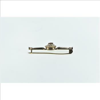 14K Victorian Ornate Garnet Seed Pearl Bar Yellow Gold Pin/Brooch