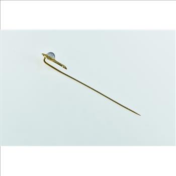 14K Victorian Ornate Moonstone Scroll Design Yellow Gold Stick Pin