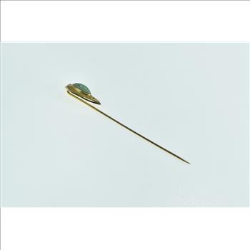 14K Victorian Ornate Turquoise Shield Yellow Gold Stick Pin