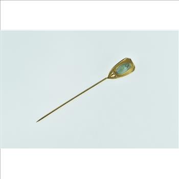 14K Victorian Ornate Turquoise Shield Yellow Gold Stick Pin