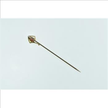 14K Victorian Oval Garnet Vintage Ornate Yellow Gold Stick Pin