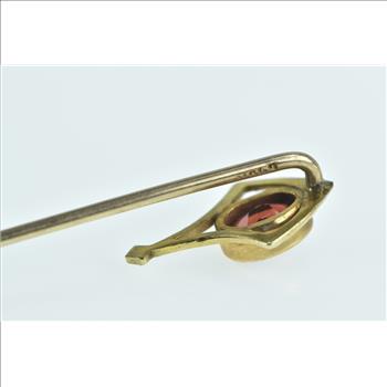 14K Victorian Oval Garnet Vintage Ornate Yellow Gold Stick Pin