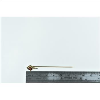 14K Victorian Oval Garnet Vintage Ornate Yellow Gold Stick Pin