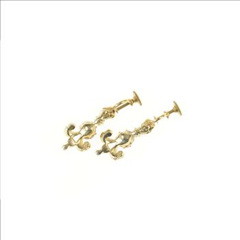 14K Victorian Pearl Amethyst Sim. Opal Dangle Yellow Gold Earrings