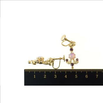 14K Victorian Pearl Amethyst Sim. Opal Dangle Yellow Gold Earrings