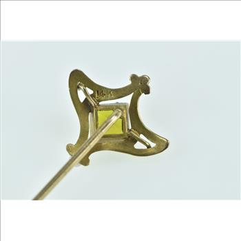 14K Victorian Peridot Seed Pearl Statement Yellow Gold Stick Pin