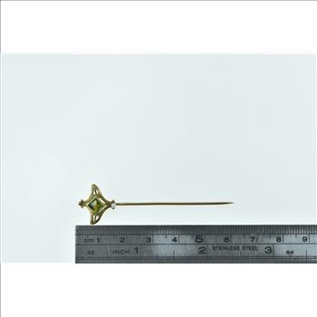 14K Victorian Peridot Seed Pearl Statement Yellow Gold Stick Pin