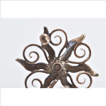 14K Victorian Seed Pearl Diamond Sun Flower Rose Gold Pin/Brooch