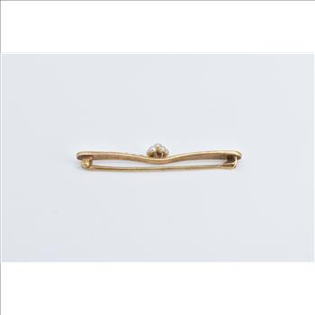 14K Victorian Seed Pearl Flower Cluster Bar Yellow Gold Pin/Brooch