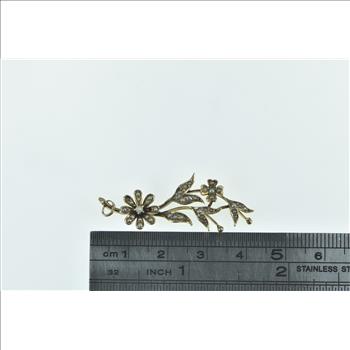 14K Victorian Seed Pearl Flower Floral Ornate Yellow Gold Pendant