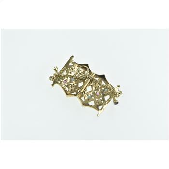 14K Vintage 3D Purse Gemstone Hand Bag Fashion Yellow Gold Pendant