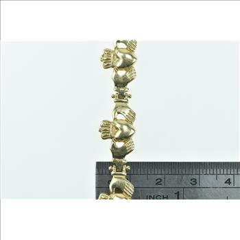 14K Vintage Claddagh Celtic Loyalty Symbol Yellow Gold Bracelet 7.25