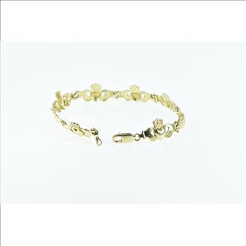 14K Vintage Claddagh Celtic Loyalty Symbol Yellow Gold Bracelet 7.25
