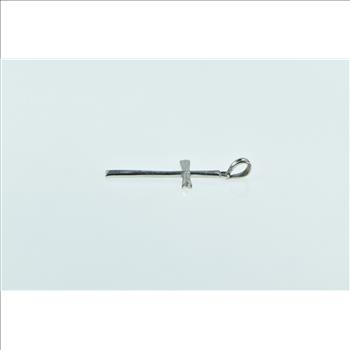 14K Vintage Cross Classic Christian Faith Symbol White Gold Charm/Pendant