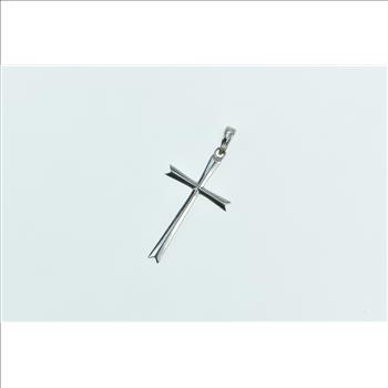 14K Vintage Cross Classic Christian Faith Symbol White Gold Charm/Pendant