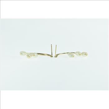 14K Vintage Curved Baroque Pearl Drop Yellow Gold Earrings
