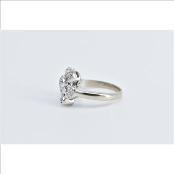 14K Vintage Diamond Bow Ribbon Flower White Gold Ring, Size 4.75