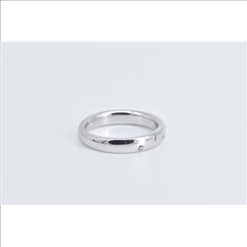 14K Vintage Diamond Flush Inset Rounded Band White Gold Ring, Size 7.75