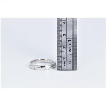 14K Vintage Diamond Flush Inset Rounded Band White Gold Ring, Size 7.75