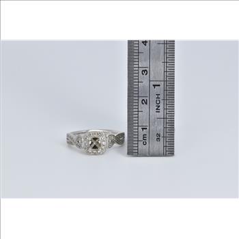 14K Vintage Diamond Halo Engagement Setting White Gold Ring, Size 6.75