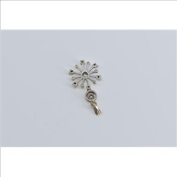 14K Vintage Diamond Star Burst Snow Flake White Gold Pendant