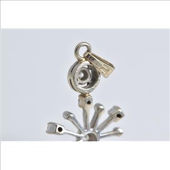14K Vintage Diamond Star Burst Snow Flake White Gold Pendant