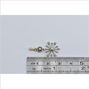 14K Vintage Diamond Star Burst Snow Flake White Gold Pendant