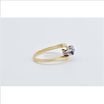 14K Vintage Diamond Tanzanite Freeform Bypass Yellow Gold Ring, Size 4