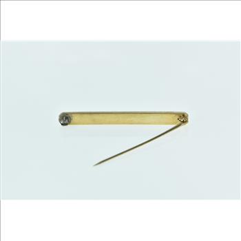 14K Vintage Enamel Seed Pearl Ornate Bar Yellow Gold Pin/Brooch