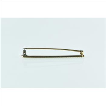 14K Vintage Enamel Seed Pearl Ornate Bar Yellow Gold Pin/Brooch