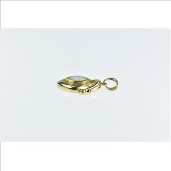 14K Vintage Marquise Diamond Syn. Opal Yellow Gold Pendant