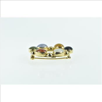 14K Vintage Multi Stone Cabochon Circle Yellow Gold Pin/Brooch