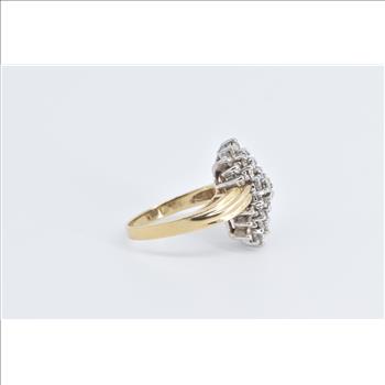 14K Vintage Natural Diamond Statement Bypass Yellow Gold Ring, Size 6