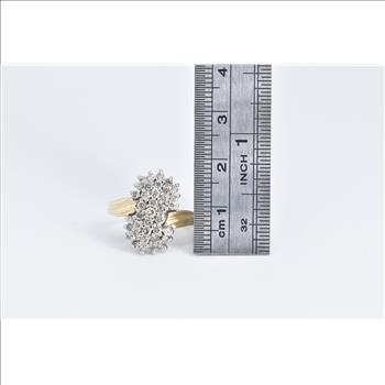 14K Vintage Natural Diamond Statement Bypass Yellow Gold Ring, Size 6